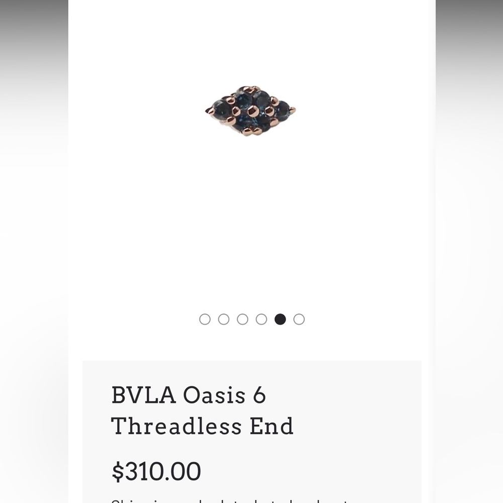 BVLA Oasis 6 Threadless End in yellow gold and London Blue Topaz